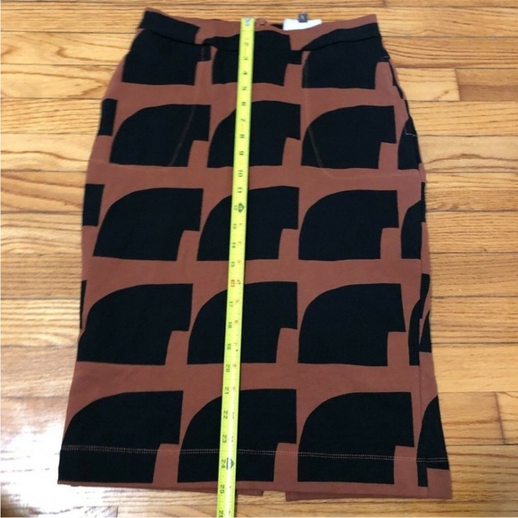 Bel Kazan Brown Pencil Skirt with Black Geometric Pattern Size Small - Picture 4 of 4